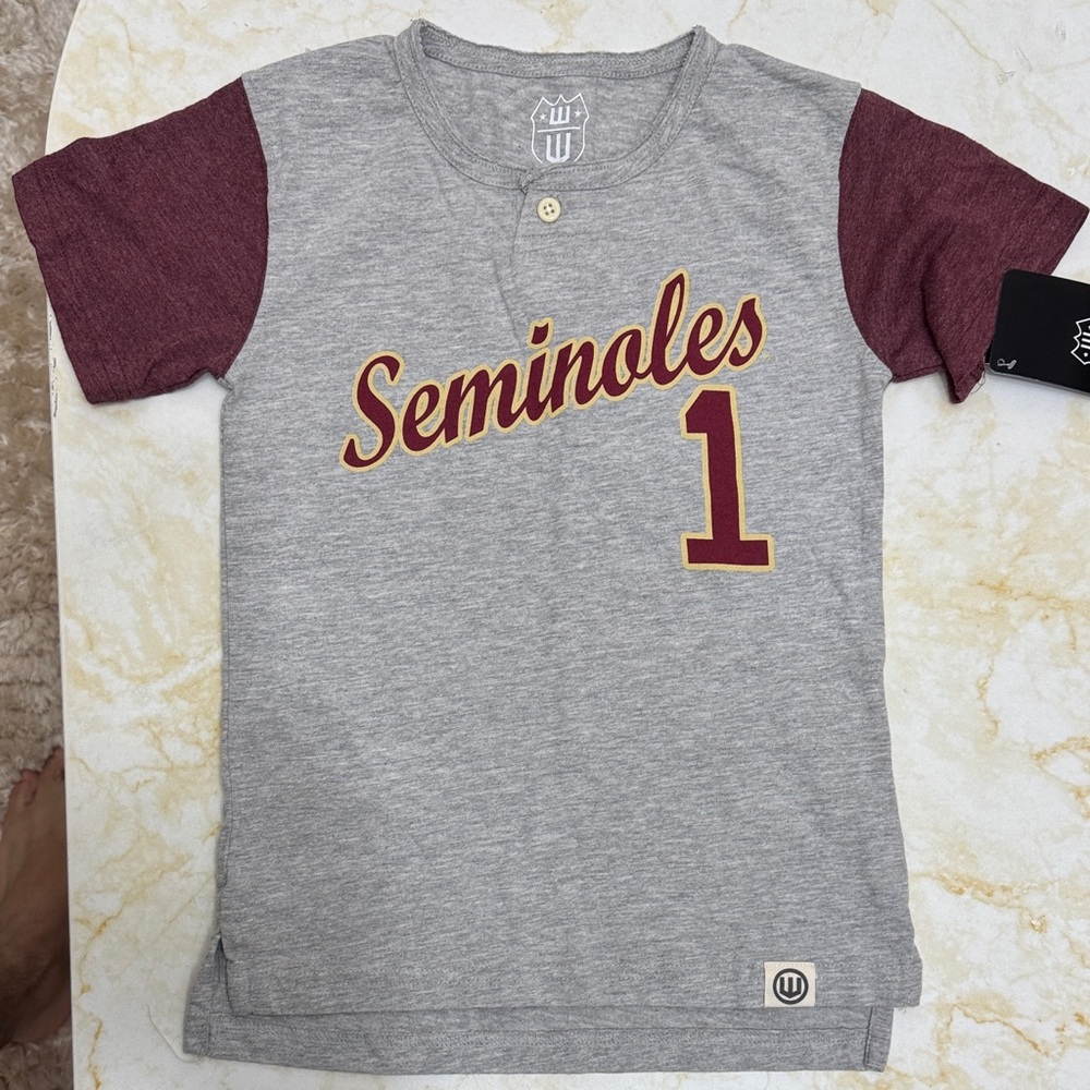 Youth Seminoles Gray and Maroon Short Sleeve Tee